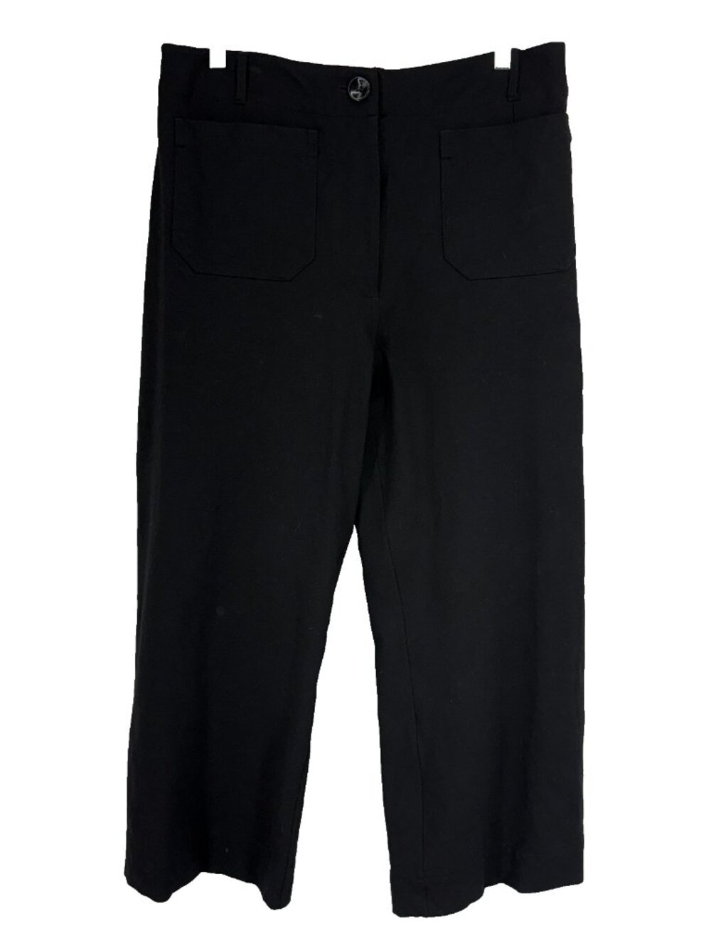 Quince Women 14 Ponte Cropped Wide Leg Pants Black Ultra Stretch Pull On Minimal